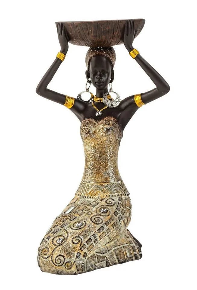 MF Kerzenhalter Skulptur Nyala Afrikanische Frau Gold - Bild 3
