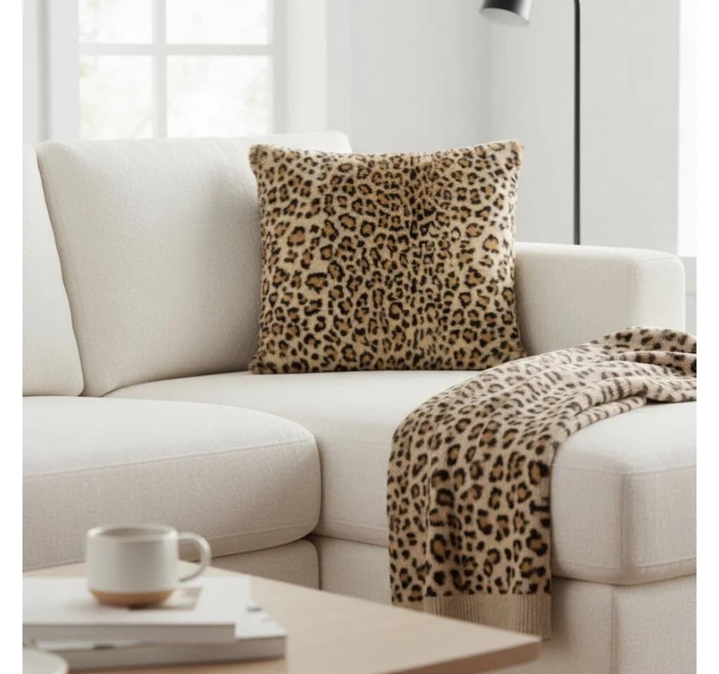 MF Kopfkissen Kunstfell Wild Touch Leopardenmuster