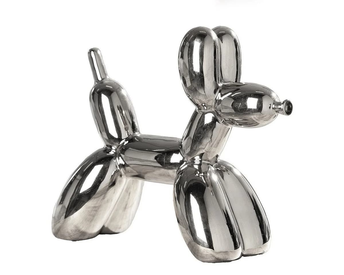 MF Ballonhund Dekofigur Silber Keramik 20cm Modernes Design - Bild 2