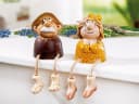 MF Kantensitzer Figuren Rüdiger & Hildegard Keramik Braun Orange Gelb Bild 2