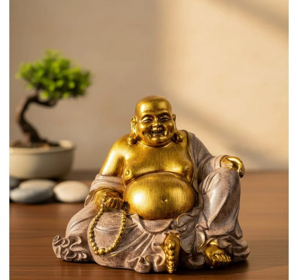 MF Buddhafigur Serenes Lächeln Handbemalt Dekoobjekt