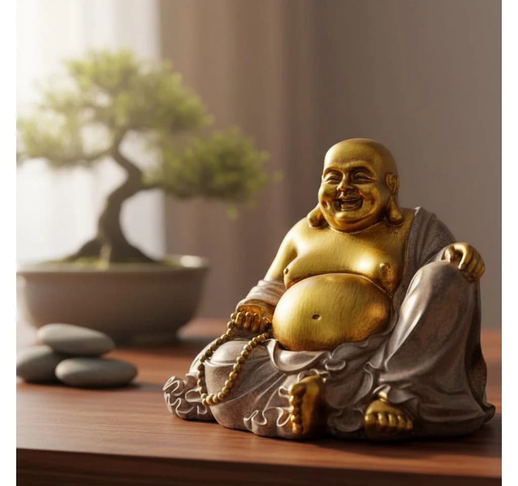 MF Buddhafigur Serenes Lächeln Handbemalt Dekoobjekt - Bild 2
