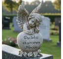 MF Grabengel mit Spruchherz Grau Polyresin Bild 1