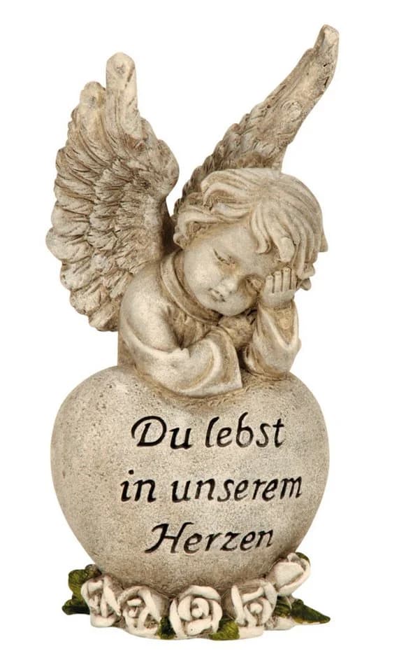 MF Grabengel mit Spruchherz Grau Polyresin - Bild 2