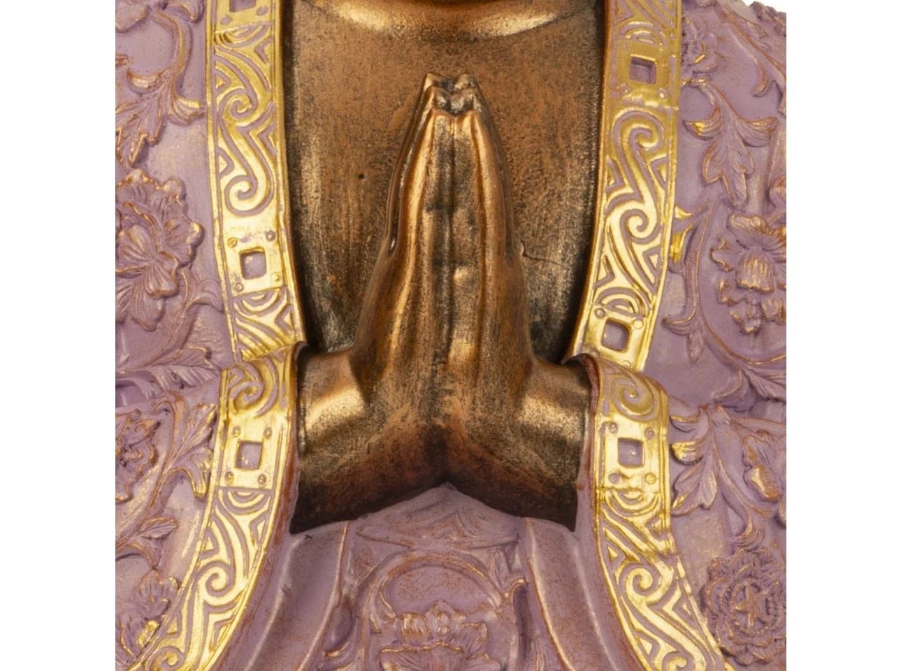 MF Buddhafigur Buddha Statue Amara Flieder Gold Polyresin 41cm Handbemalt