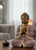 MF Buddhafigur Buddha Statue Amara Flieder Gold Polyresin 41cm Handbemalt Bild 2