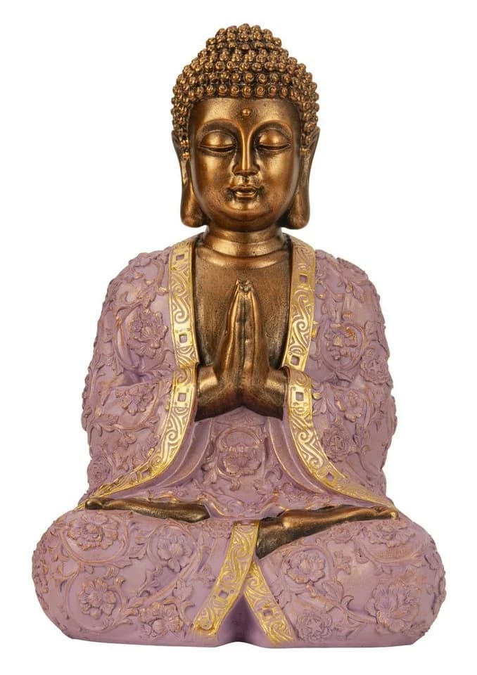 MF Buddhafigur Buddha Statue Amara Flieder Gold Polyresin 41cm Handbemalt - Bild 3
