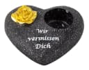 MF Grabkerze Grabherz Schwarz-Gold mit Rosenverzierung Bild 3