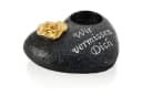 MF Grabkerze Grabherz Schwarz-Gold mit Rosenverzierung Bild 4