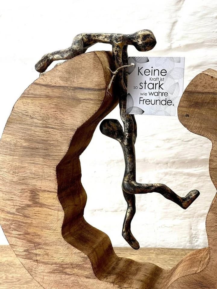 MF Skulptur Teamwork starke Freunde Bronze Mango Holz