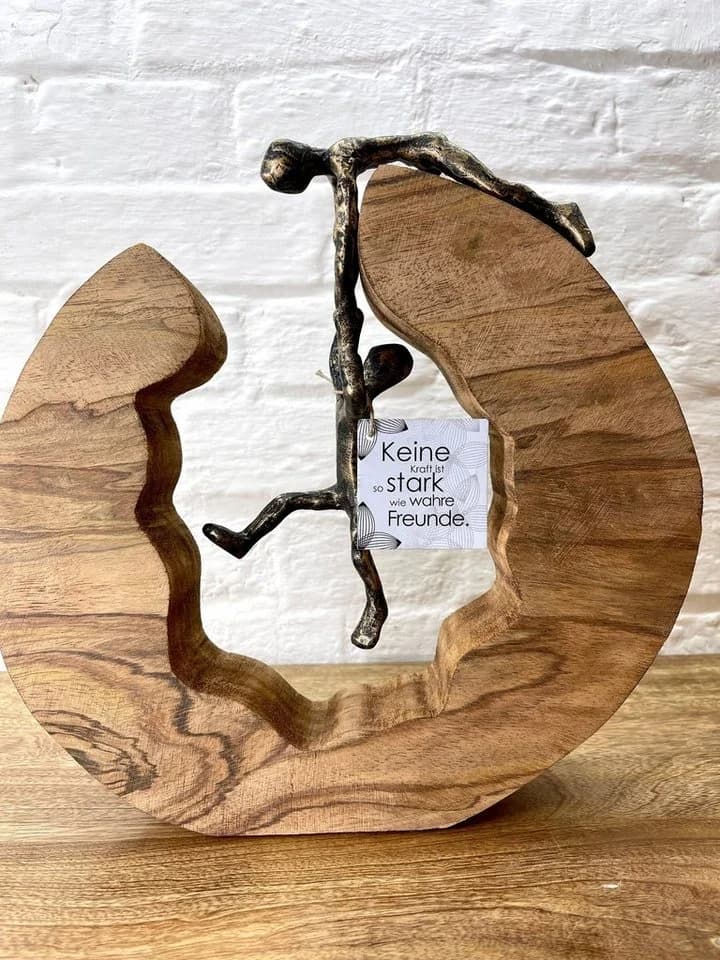 MF Skulptur Teamwork starke Freunde Bronze Mango Holz - Bild 2
