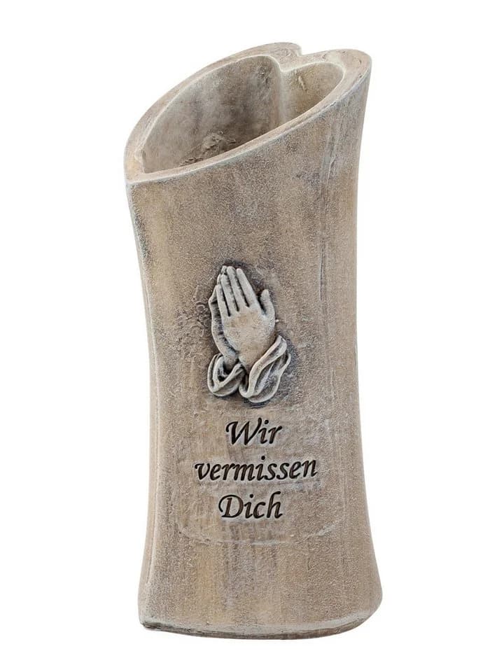 MF Grabvase Herzform Grau Polyresin Wir vermissen Dich - Bild 2