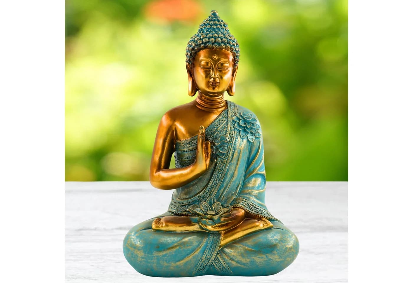 MF Buddhafigur Avalokiteshvara Mintgrün 31,5 cm