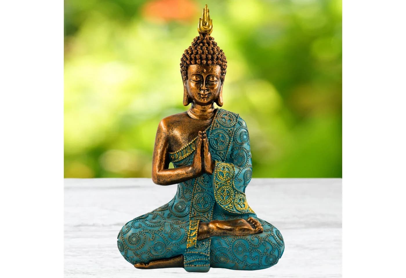 MF Buddhafigur Dhyana Mudra Shanti Türkis Gold Dekorative Figur - Bild 2