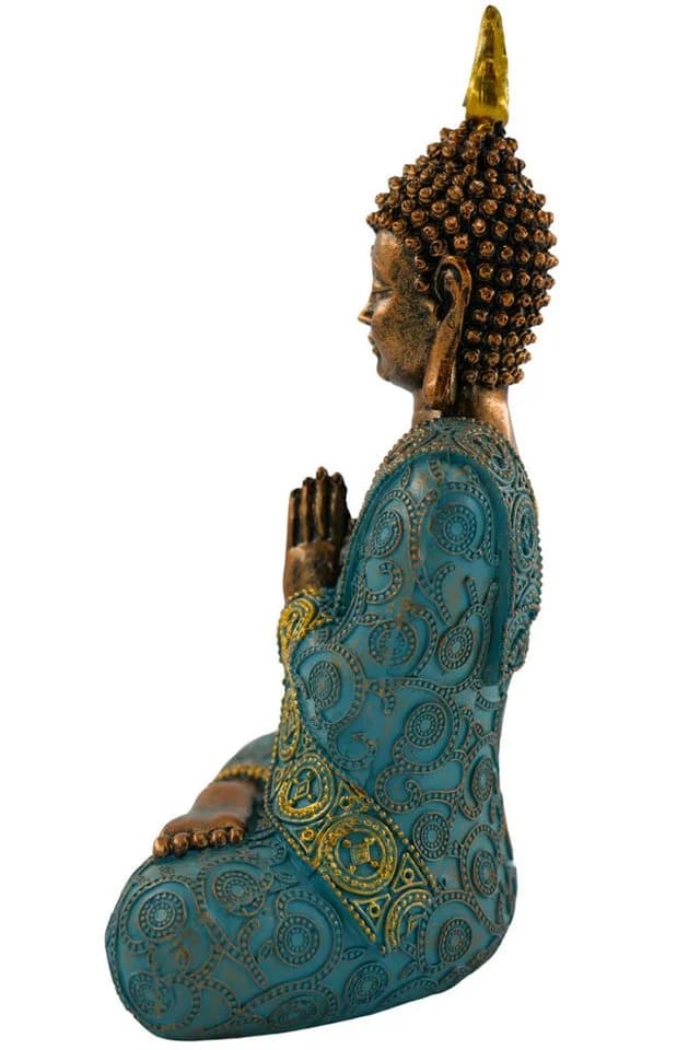 MF Buddhafigur Dhyana Mudra Shanti Türkis Gold Dekorative Figur - Bild 3