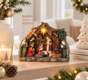 Mel-O-Design Beleuchtete Weihnachtskrippe mit 11 Figuren und LED-Stern Bild 1