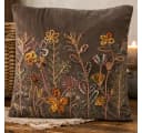 MF Dekokissen Florena Terra Handbestickt Braun Floral Bild 2