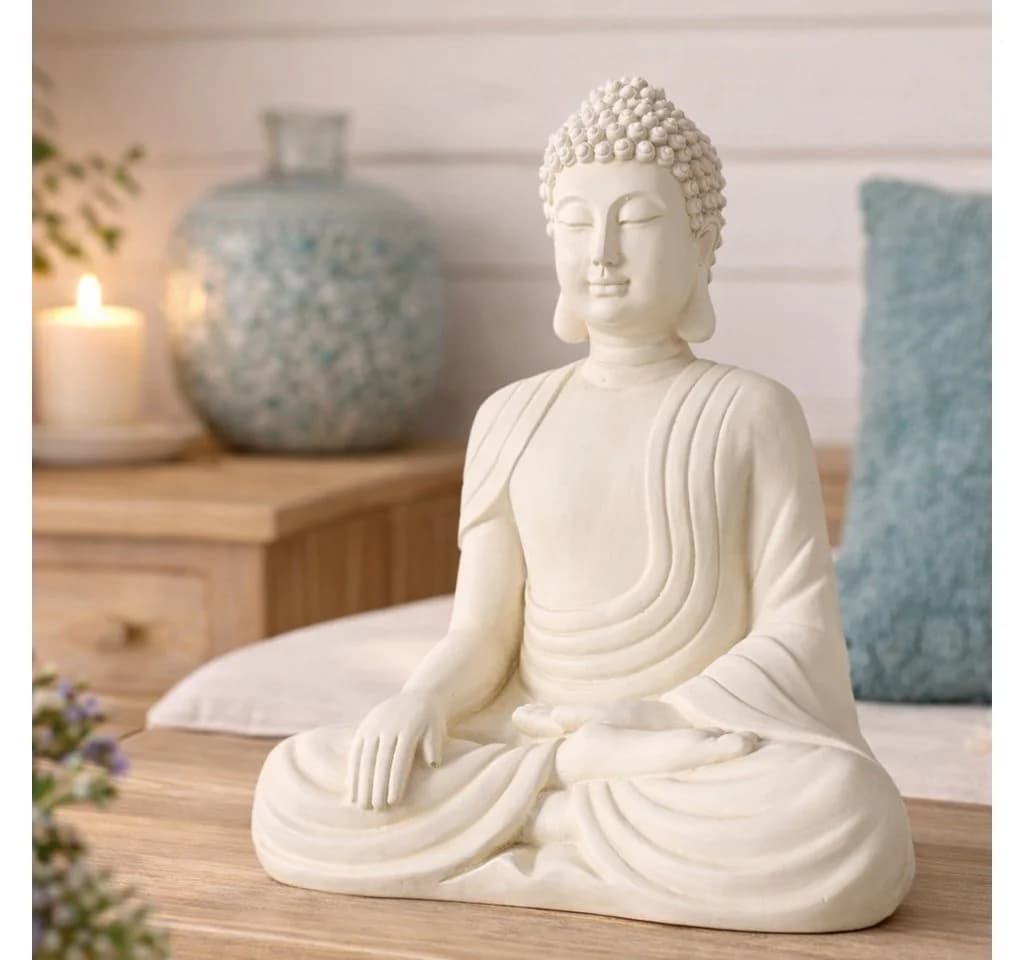 MF Buddhafigur Serenity Cremeweiß Handgearbeitet - Bild 2