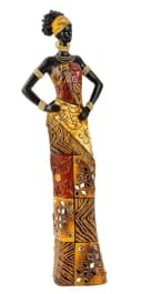 MF Afrikafigur Dekofigur Nala – Afrikanische Frau mit buntem Kleid Bild 2