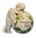 MF Gartenfigur Engel auf Kugel Grau Polyresin Bild 2
