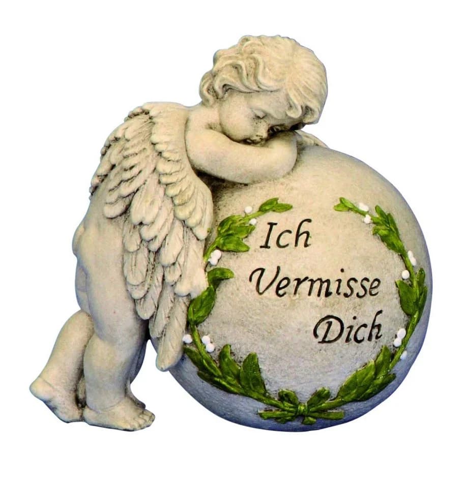MF Gartenfigur Engel auf Kugel Grau Polyresin - Bild 2