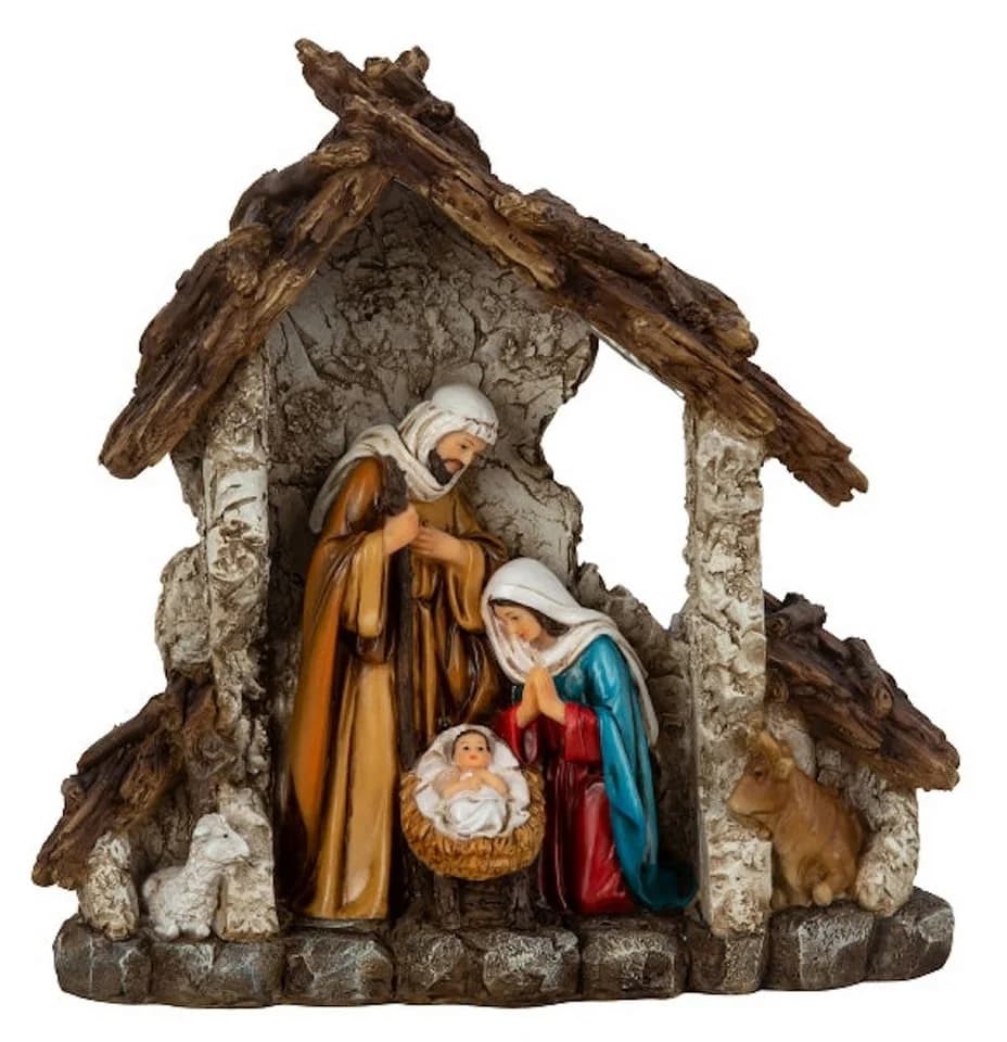 MF Krippenfigur Krippenhaus mit LED Beleuchtung 23cm Polyresin Weihnachtsdeko - Bild 3