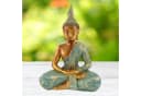 MF Buddhafigur Buddha Statue Gelassenheit Mintgrün Gold Polyresin Bild 1