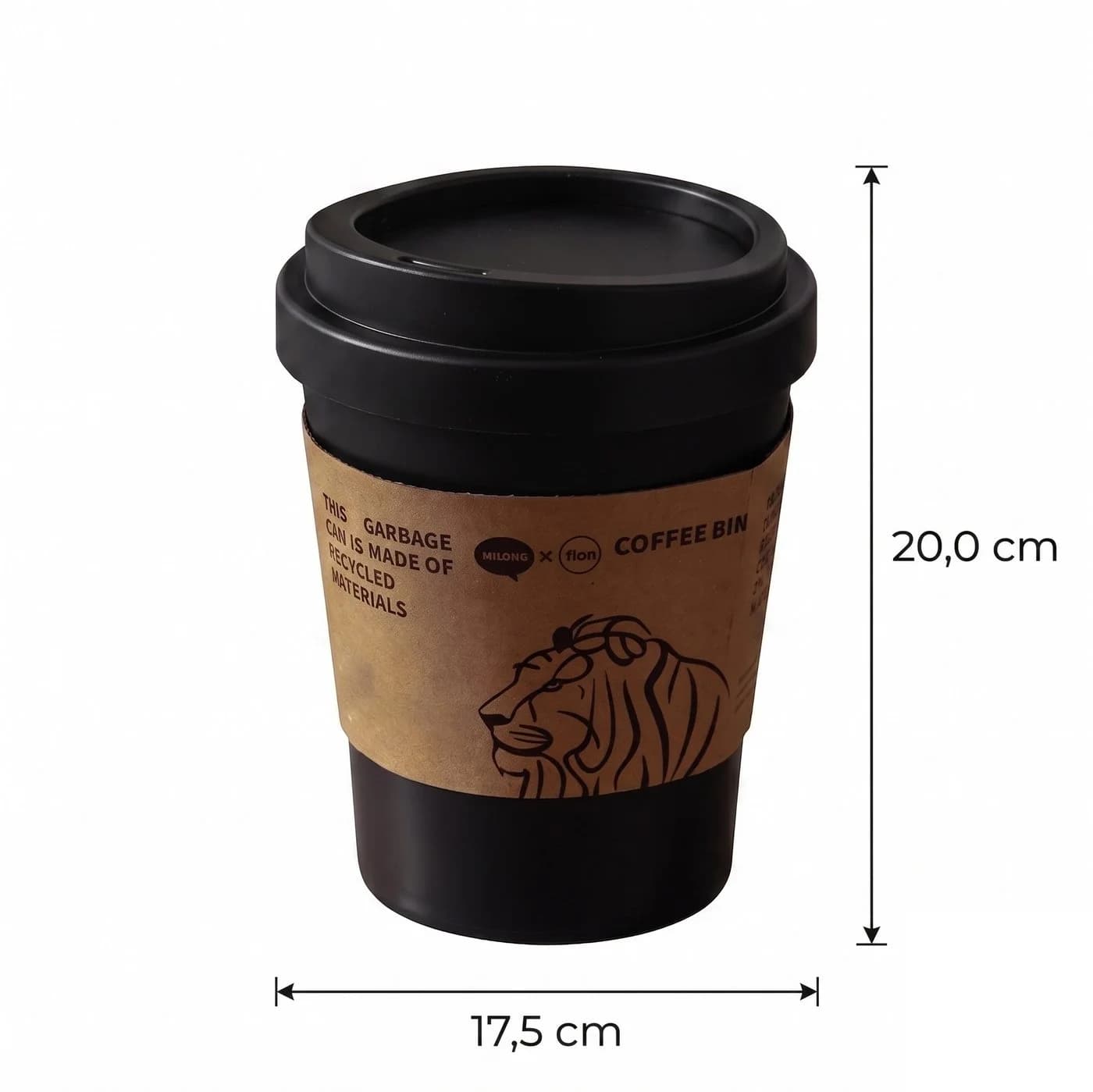 Sinoba Tischmülleimer Kaffeebecher-Look Schwarz Schwingdeckel 5L