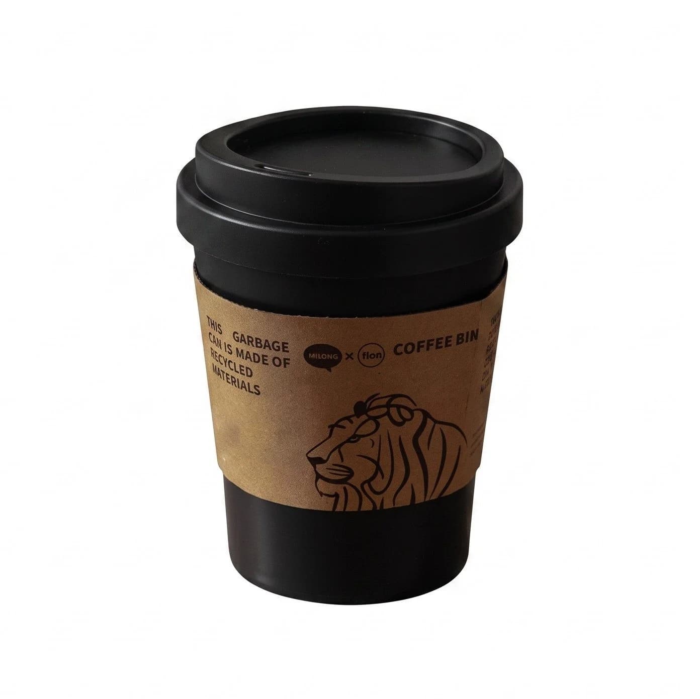 Sinoba Tischmülleimer Kaffeebecher-Look Schwarz Schwingdeckel 5L - Bild 2