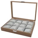 mixed24 Schmuckkasten Holz Uhrenkoffer für 12 Uhren mit Echtglas Deckel Bild 2