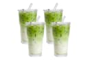 mixed24 Gläser-Set 4er Set Geriffelte Gläser 550ml mit Deckel inkl. Glashalm Bild 1