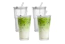 mixed24 Gläser-Set 4er Set Geriffelte Gläser 550ml mit Deckel inkl. Glashalm Bild 2