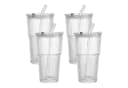 mixed24 Gläser-Set 4er Set Geriffelte Gläser 550ml mit Deckel inkl. Glashalm Bild 3
