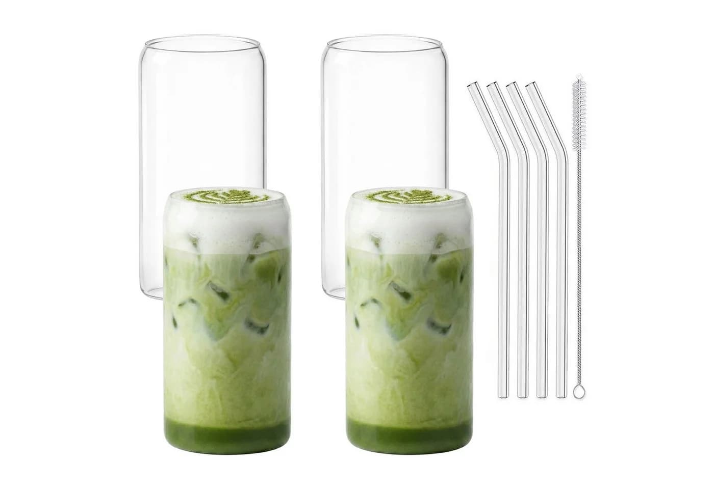 mixed24 Gläser-Set 4er 500ml inkl. Glashalm Modern Transparent - Bild 2