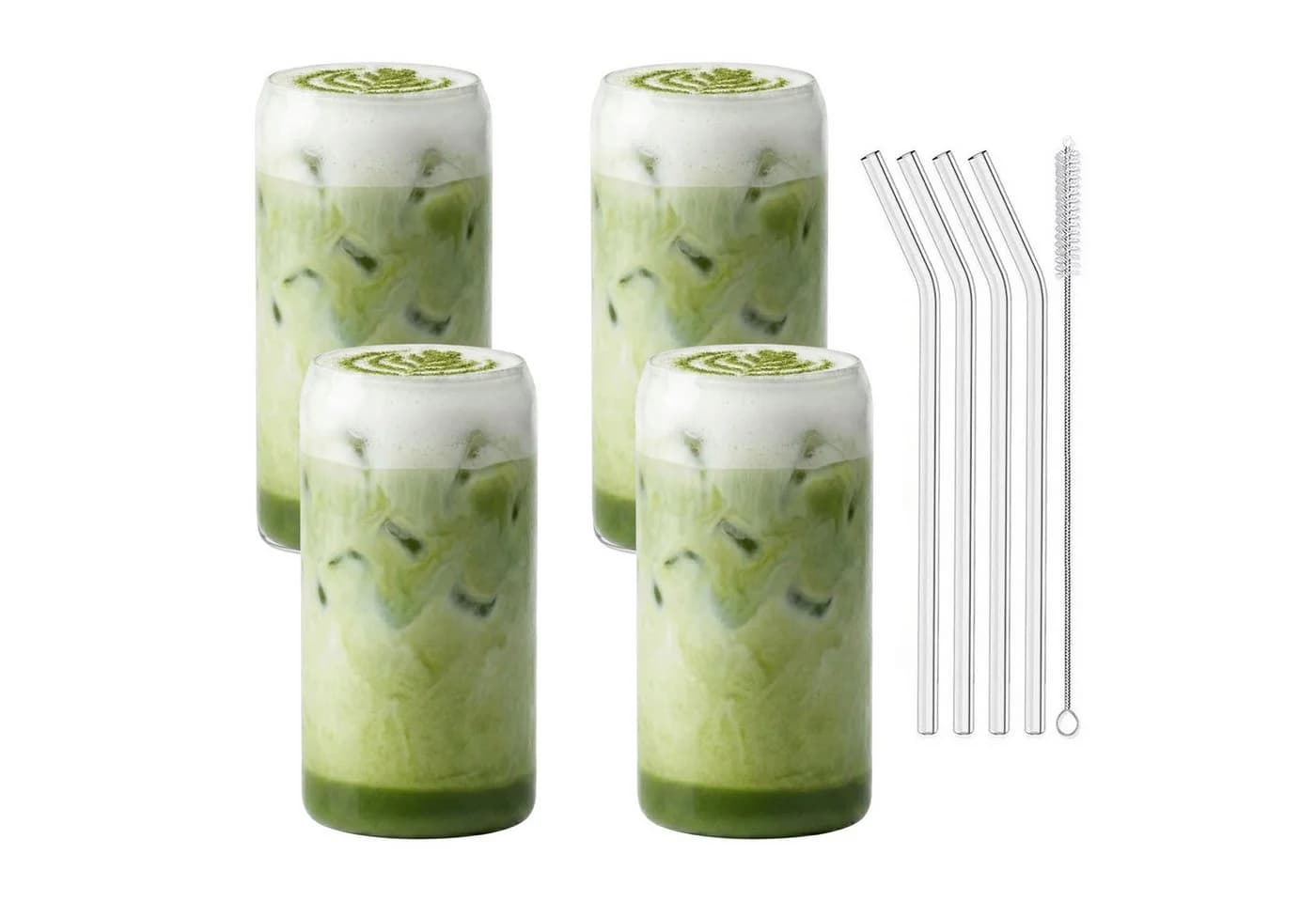 mixed24 Gläser-Set 4er 500ml inkl. Glashalm Modern Transparent - Bild 3