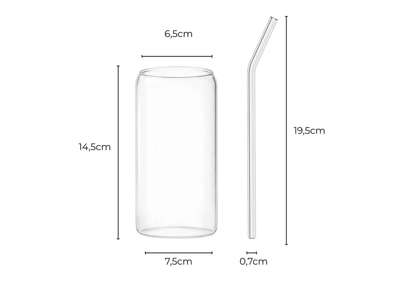 mixed24 Gläser-Set 4er 500ml inkl. Glashalm Modern Transparent - Bild 4