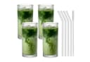 mixed24 Gläser-Set 4er Set Geriffelte Gläser 370ml inkl. Glashalm Bild 3