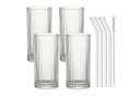 mixed24 Gläser-Set 4er Set Geriffelte Gläser 370ml inkl. Glashalm Bild 4