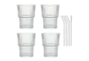 mixed24 Gläser-Set 4er Set Geriffelte Gläser 350ml inkl. Glashalm Bild 1