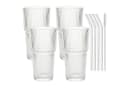 mixed24 Gläser-Set 4er Set Geriffelte Gläser 550ml inkl. Glashalm Bild 1