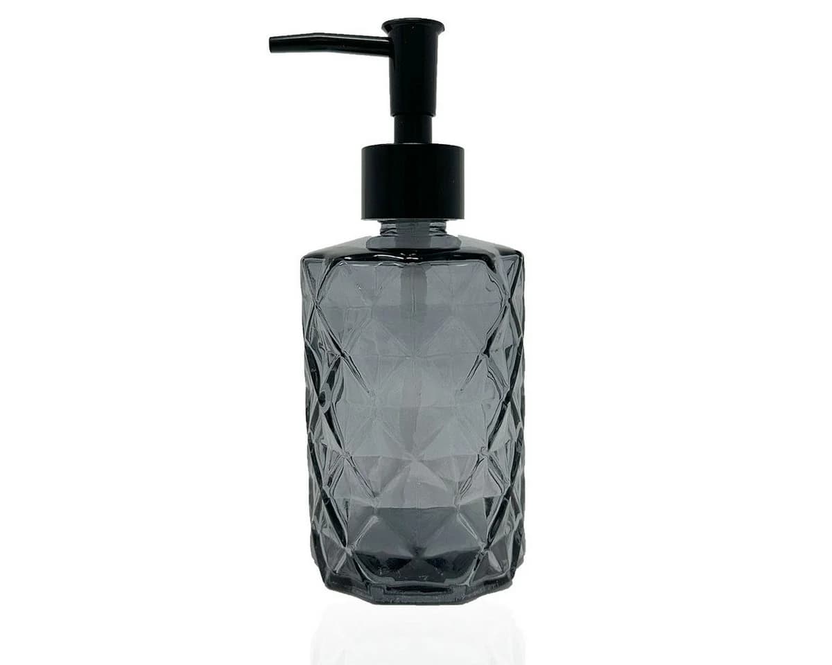 mixed24 Seifenspender 2er Set Glas Schwarz 330ml Pumpspender