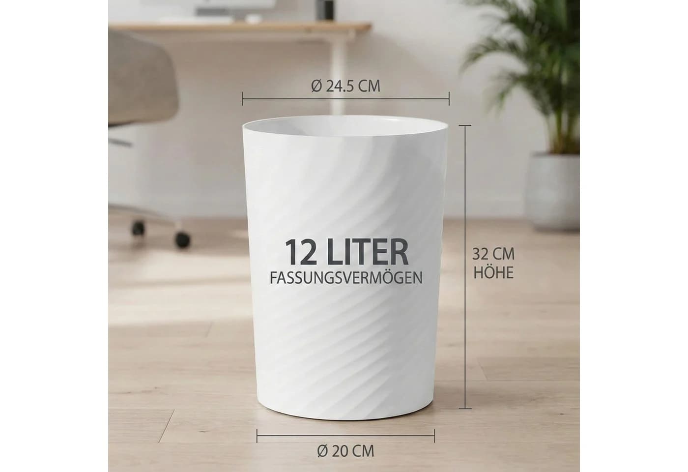 Sinoba Papierkorb Modern Schwarz 12L Rund