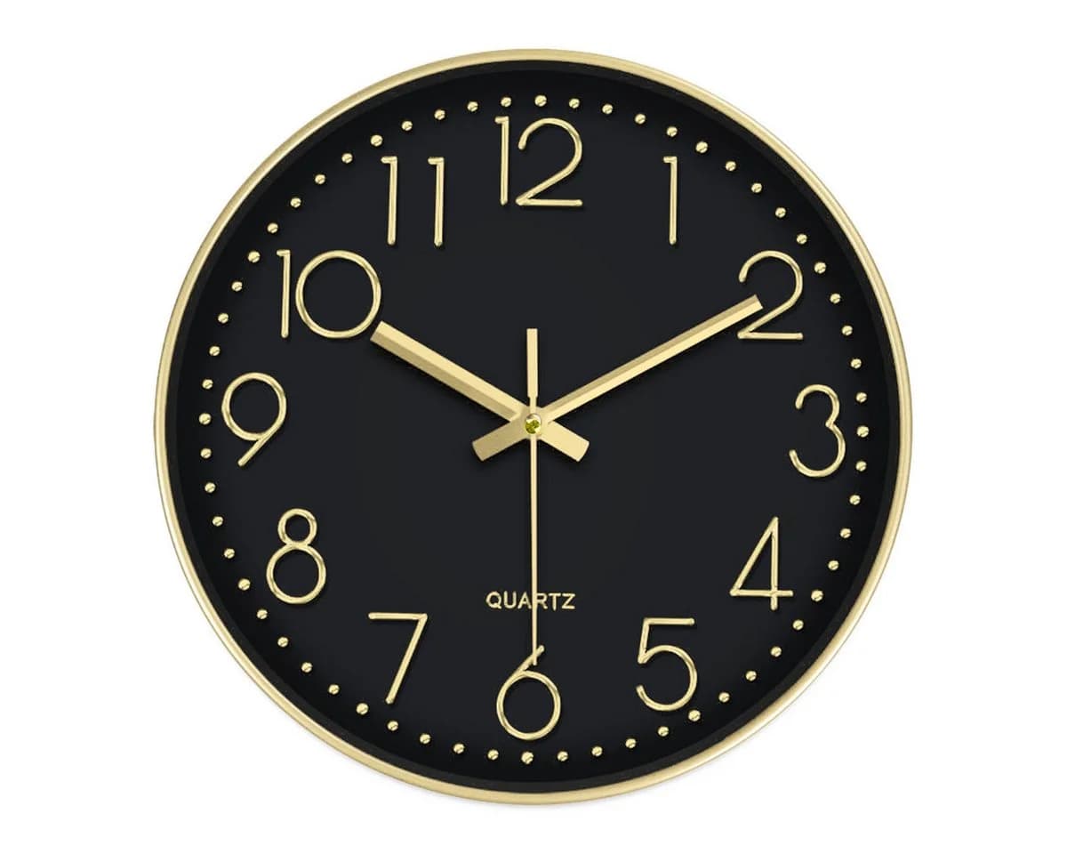 mixed24 Wanduhr 30cm Weiß Gold Schwarz Modern