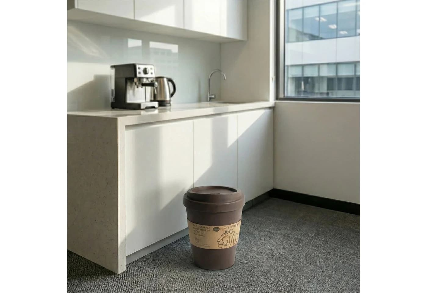 Sinoba Papierkorb XXL Kaffeebecher mit Schwingdeckel 11 Liter Braun - Bild 4