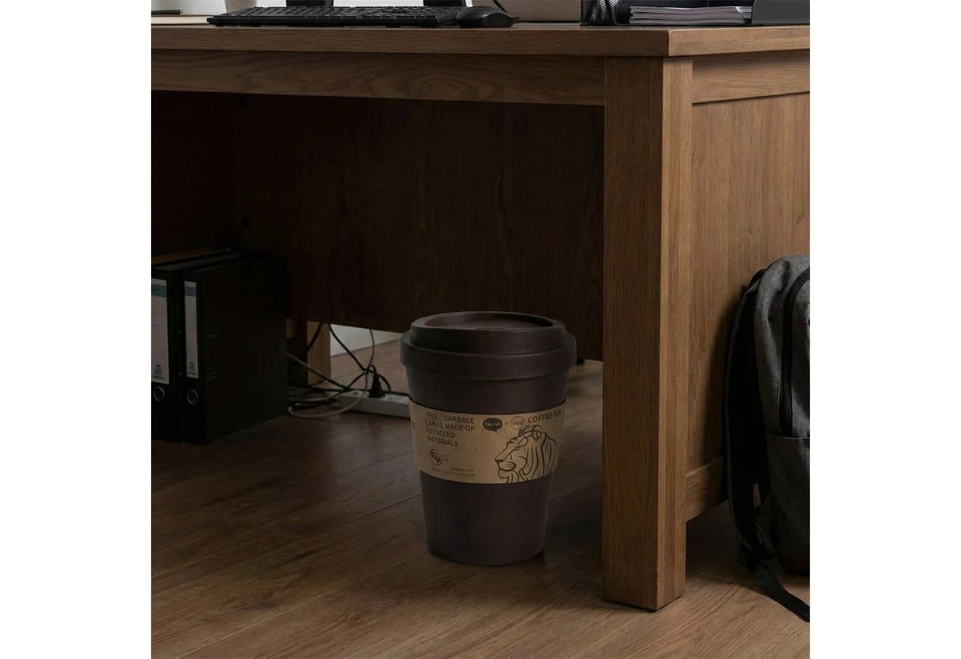 Sinoba Papierkorb XXL Kaffeebecher mit Schwingdeckel 11 Liter Braun - Bild 5