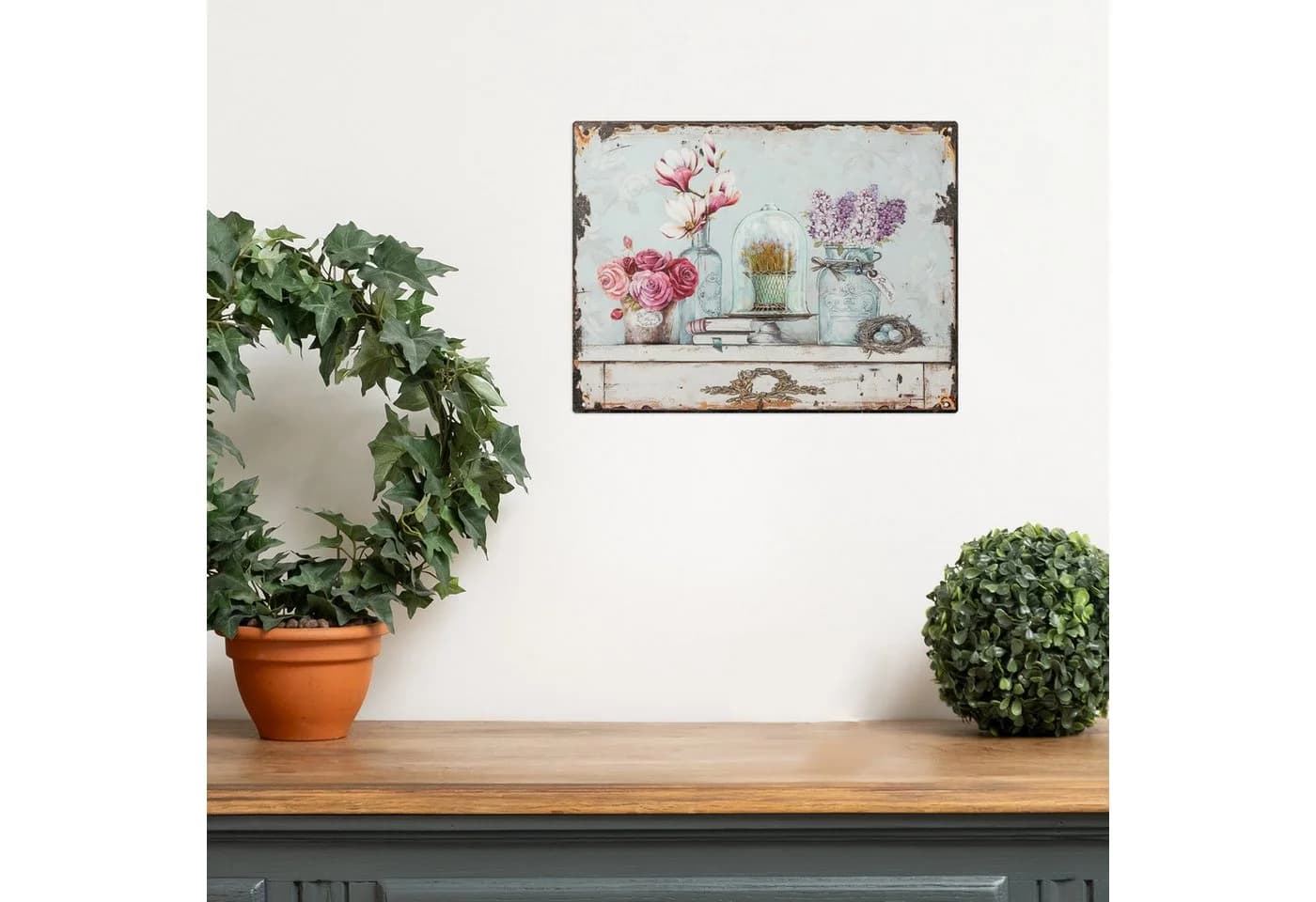 Moritz Metallschild Blumen Lavendel Flowers Vintage Retro Deko Schild