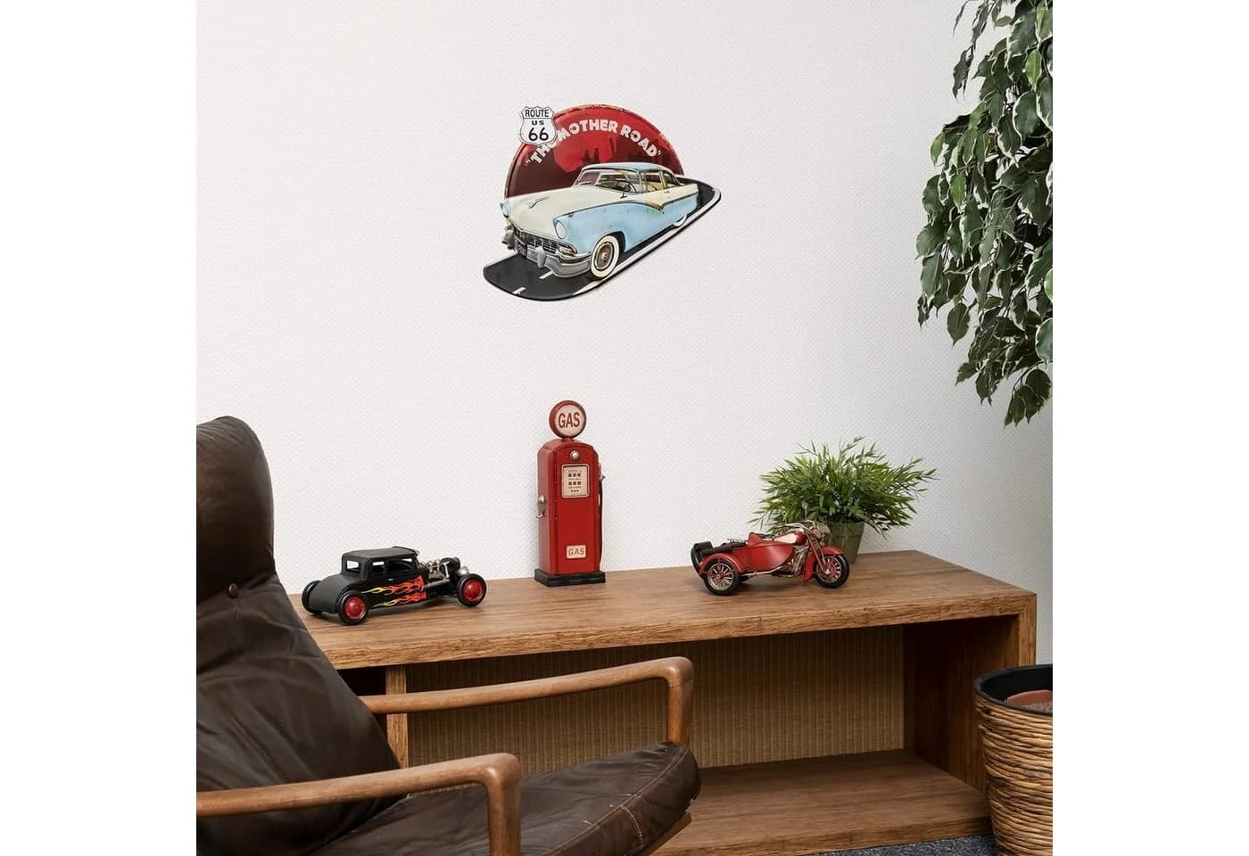 Moritz Blechschild US Route 66 Cadillac Vintage Retro Deko Schild Metallschild Wandbild
