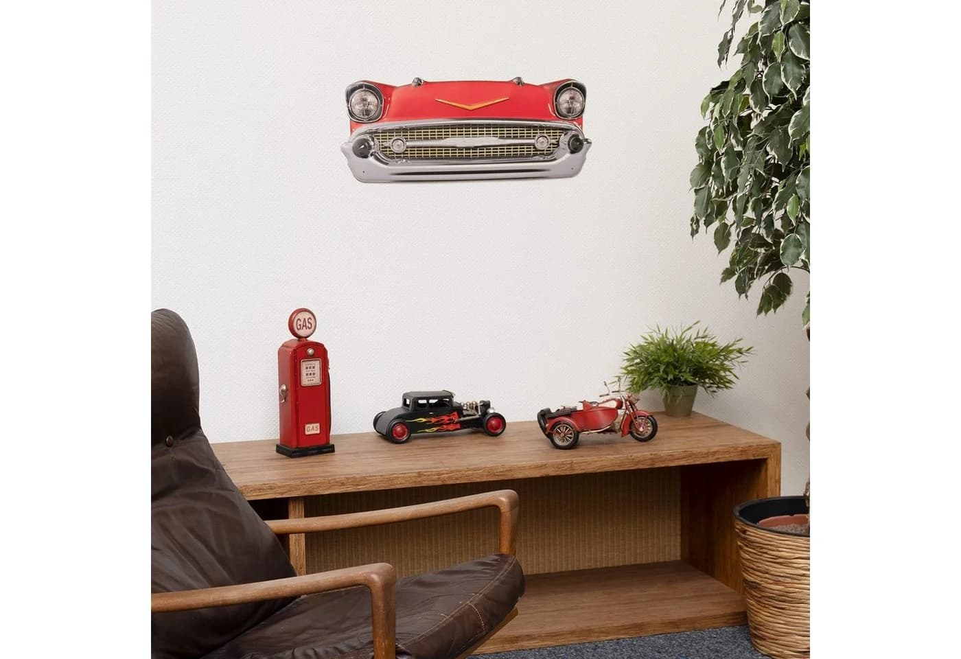 Moritz Blechschild roter Cadillac Front Vintage Retro Deko