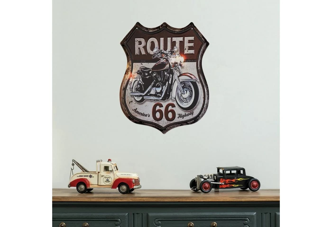 Moritz Metallschild Route 66 Straßenschild Motorrad Vintage Retro Deko Schild