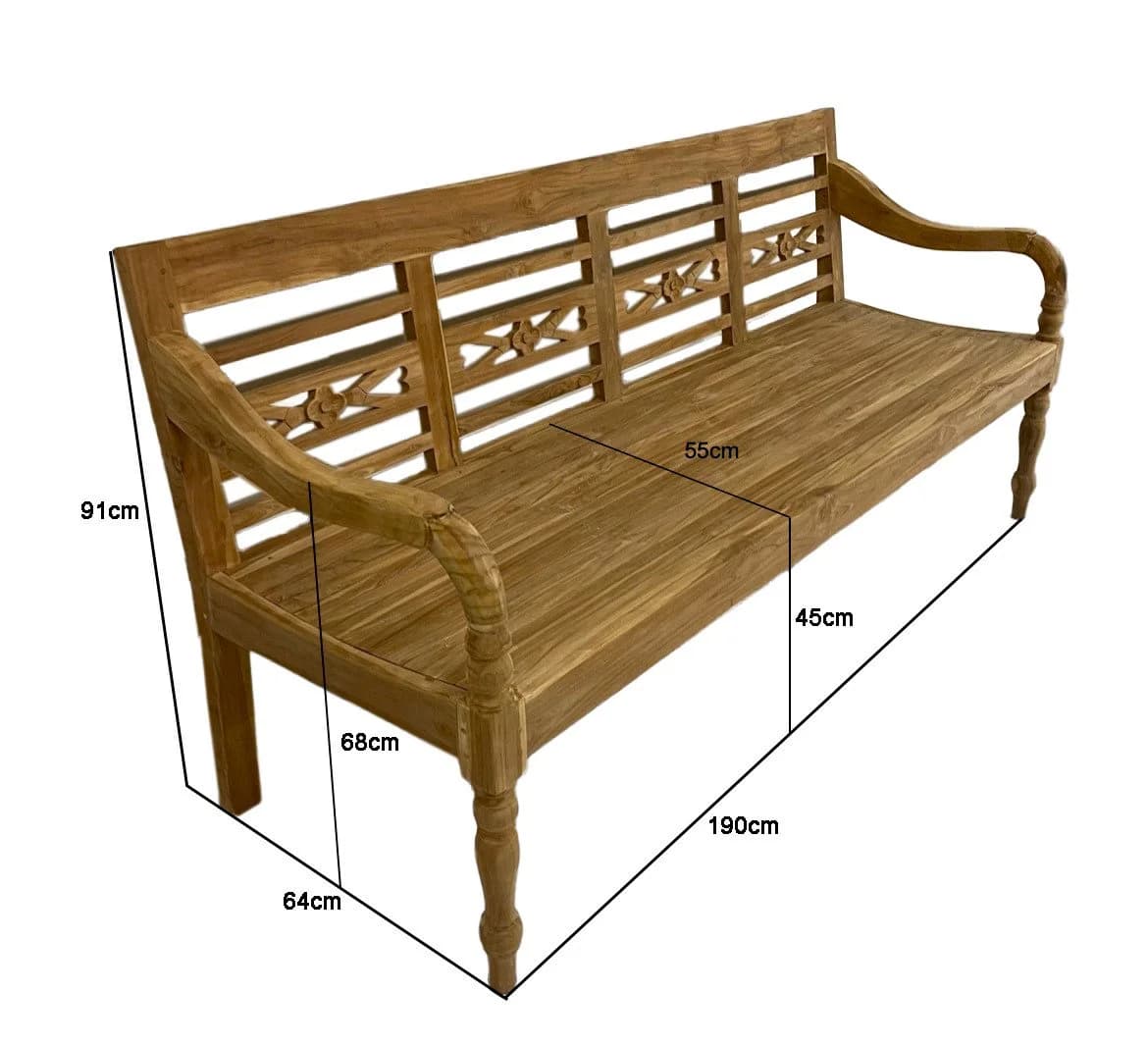Couchcenter Gartenbank Kasar 4-Sitzer Teakholz
